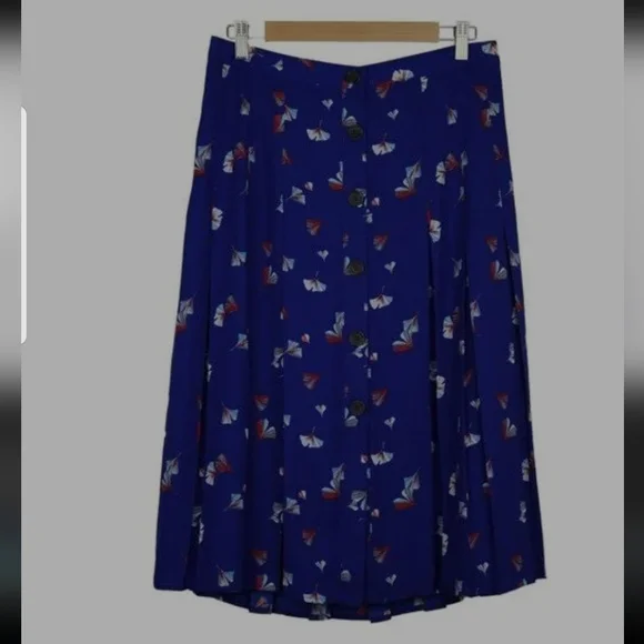 Banana Republic Blue Floral Button Front Skirt - Picture 7 of 12